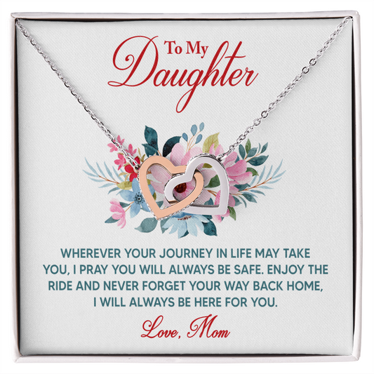 Interlocking Hearts Necklace: Love Mom