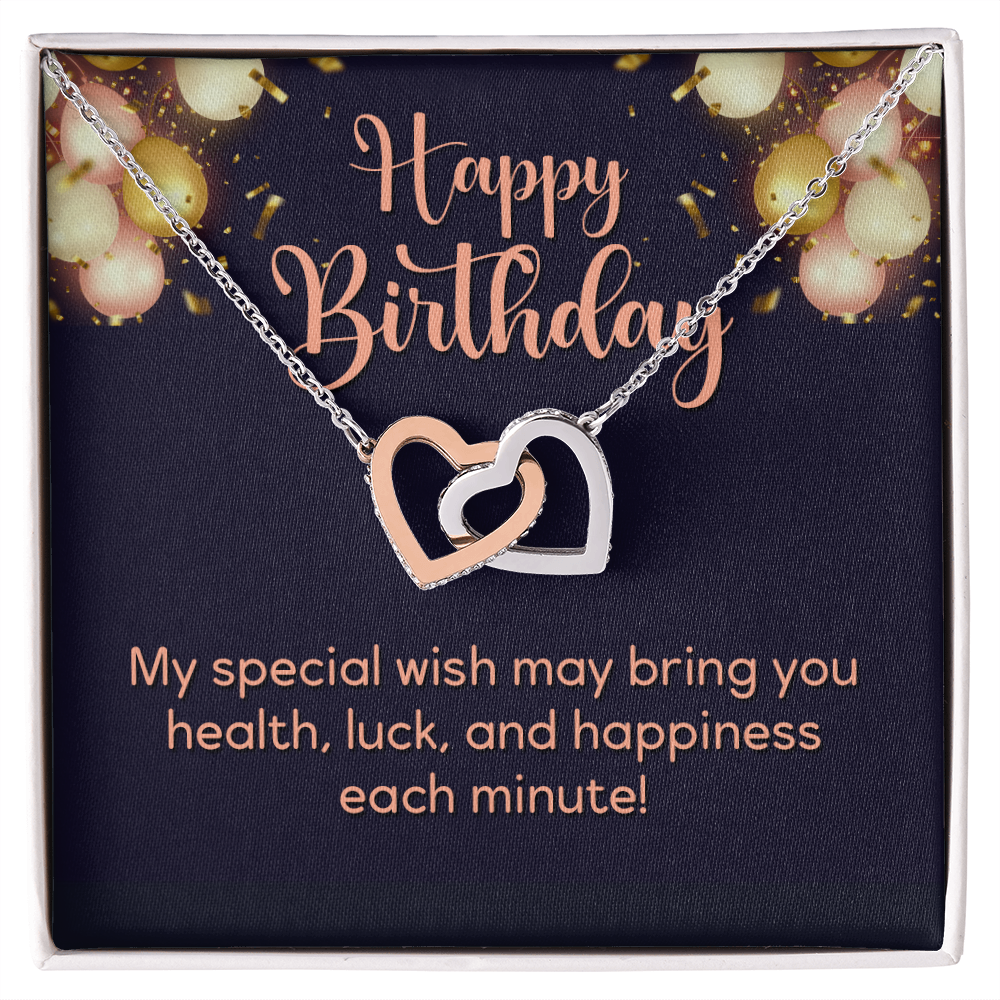 Interlocking Hearts Necklace : Happy Birthday My Special Wish