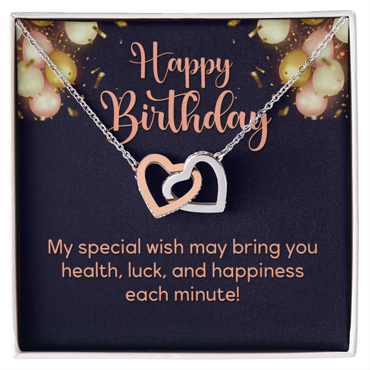 Interlocking Hearts Necklace : Happy Birthday My Special Wish