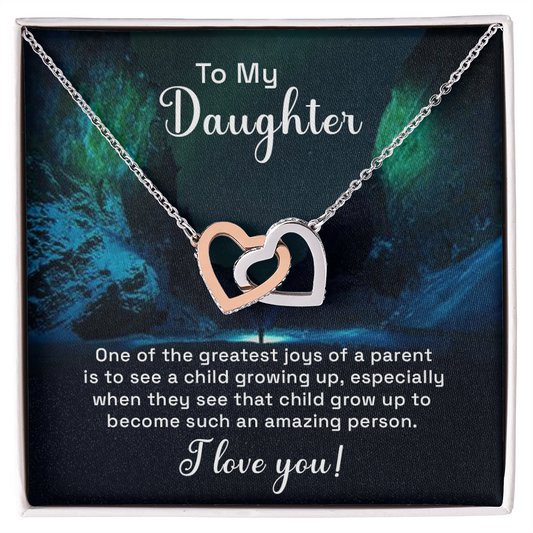 Interlocking Hearts Necklace : To My Daughter I Love You