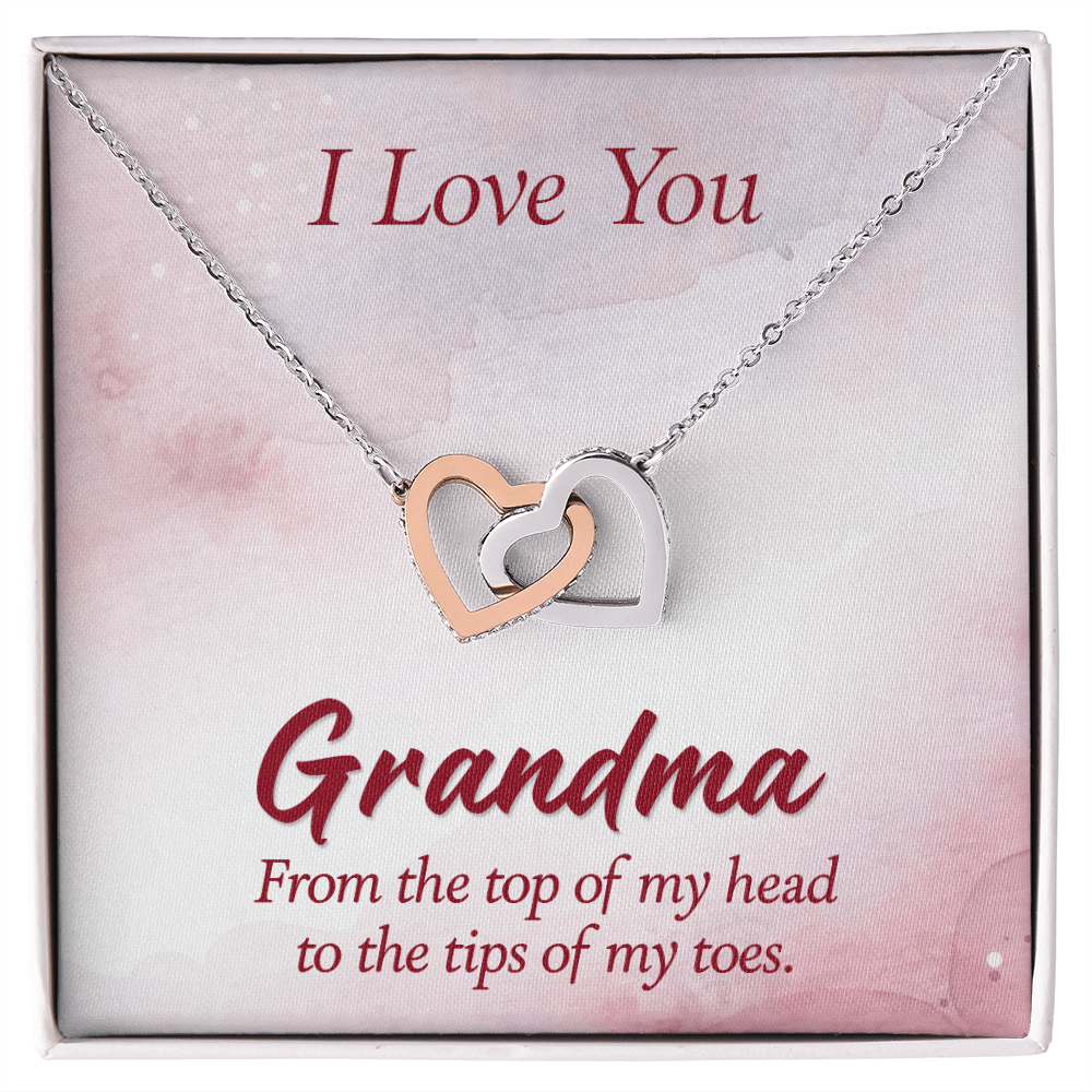 Interlocking Hearts Necklace :I Love You Grandma