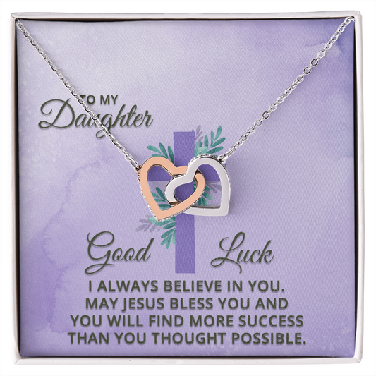 Interlocking Hearts Necklace : To MY Daughter May Jesus Bless You