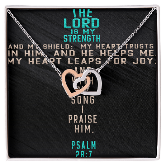 Interlocking Hearts Necklace : The Lord Is My Strength