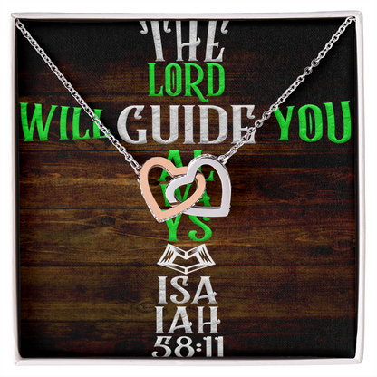 Interlocking Hearts Necklace: The Lord Will Guide You