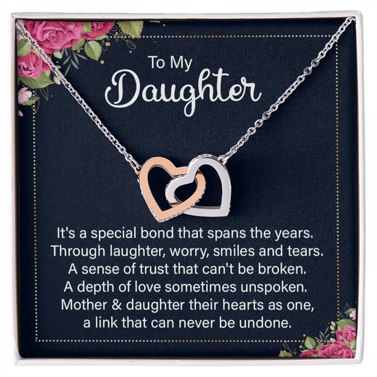 Interlocking Hearts Necklace :To My Daughter It's A Special Bond