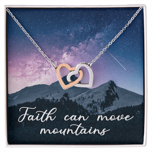 Interlocking Hearts Necklace : Faith Can Move Mountains