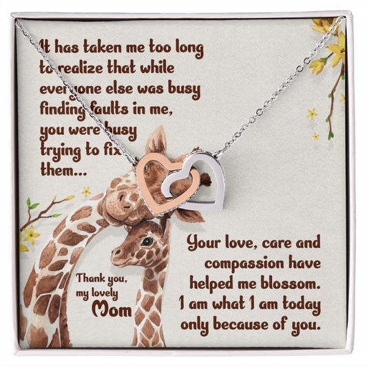 Interlocking Hearts Necklace : Thank You My Loving Mom