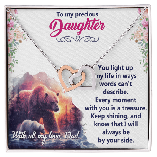 Interlocking Hearts Necklace:To My Precious Daughter With All My Love Dad