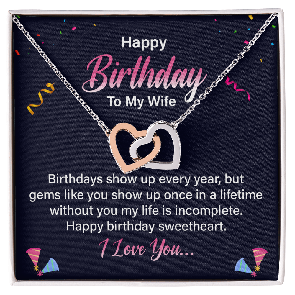 Interlocking Hearts Necklace :Happy Birthday To My Wife I Love You