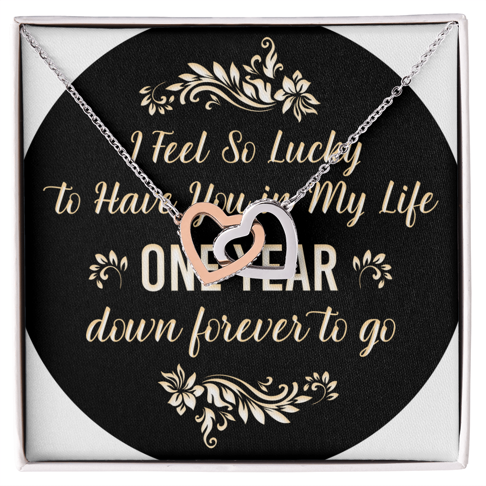 Interlocking Hearts Necklace: I Feel So Lucky To  Have You