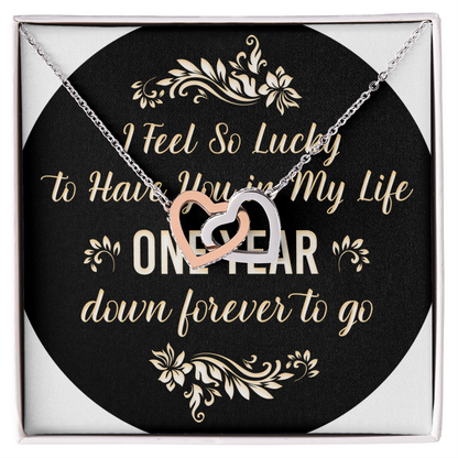Interlocking Hearts Necklace: I Feel So Lucky To  Have You