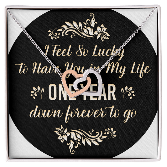 Interlocking Hearts Necklace: I Feel So Lucky To  Have You