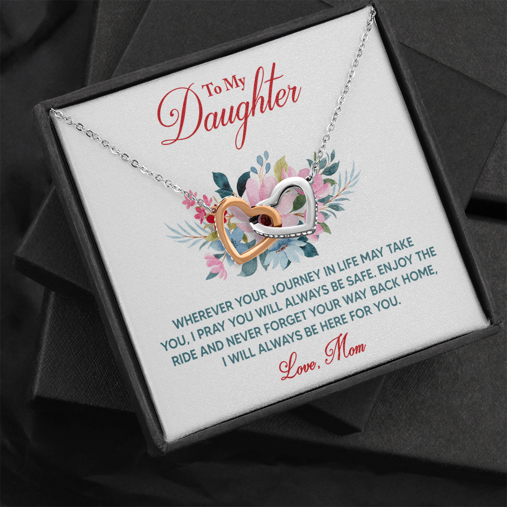 Interlocking Hearts Necklace: Love Mom