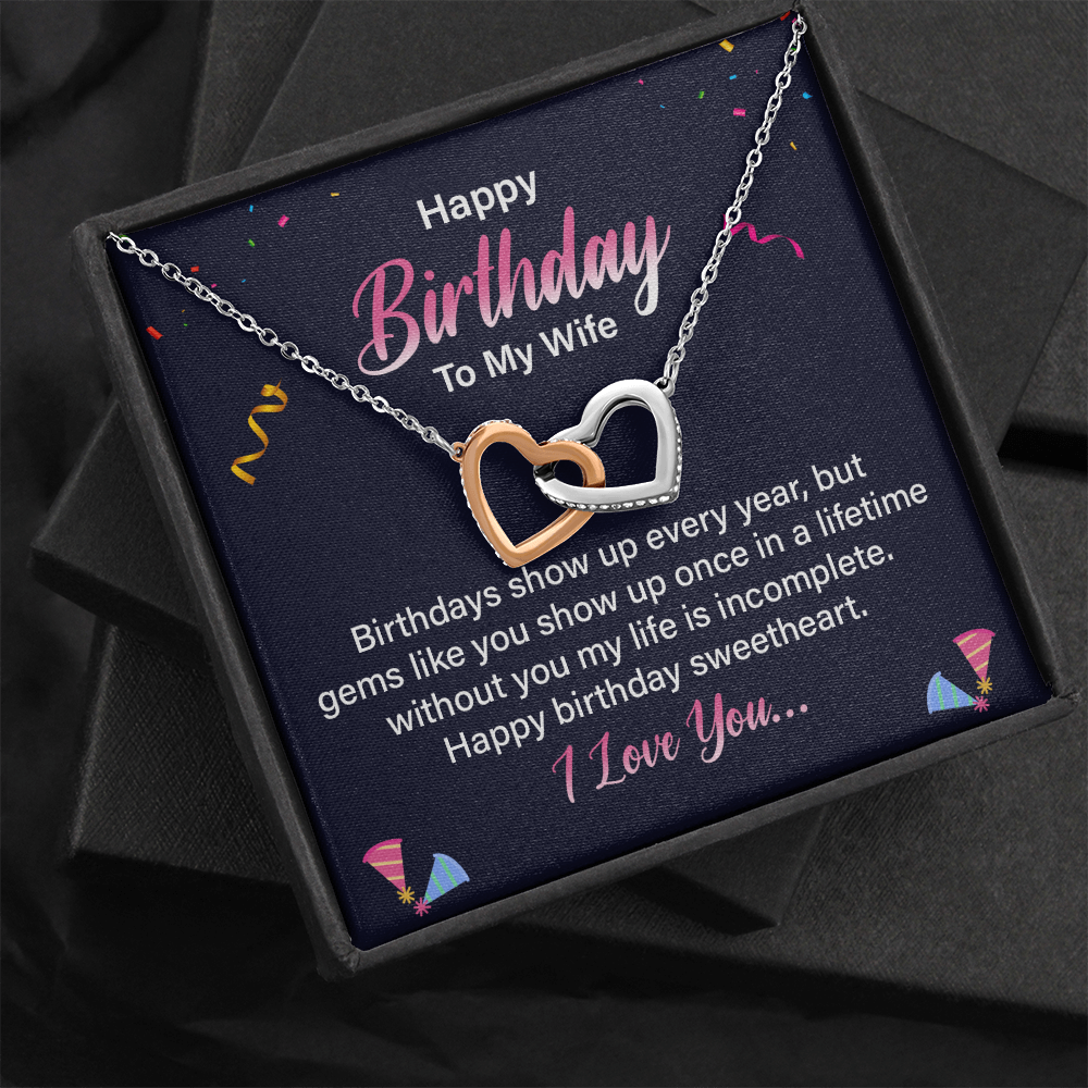 Interlocking Hearts Necklace :Happy Birthday To My Wife I Love You