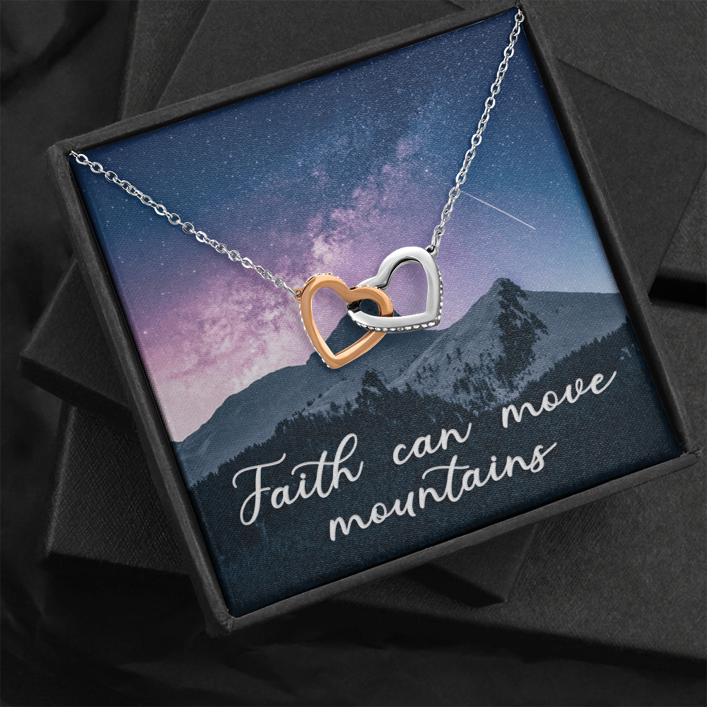 Interlocking Hearts Necklace : Faith Can Move Mountains