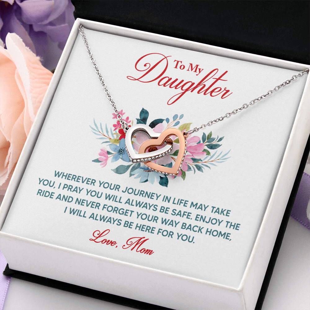 Interlocking Hearts Necklace: Love Mom