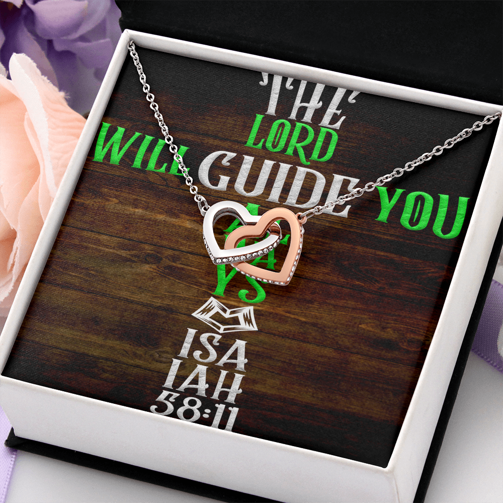 Interlocking Hearts Necklace: The Lord Will Guide You