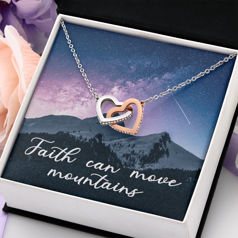 Interlocking Hearts Necklace : Faith Can Move Mountains