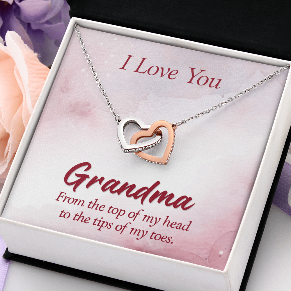 Interlocking Hearts Necklace :I Love You Grandma
