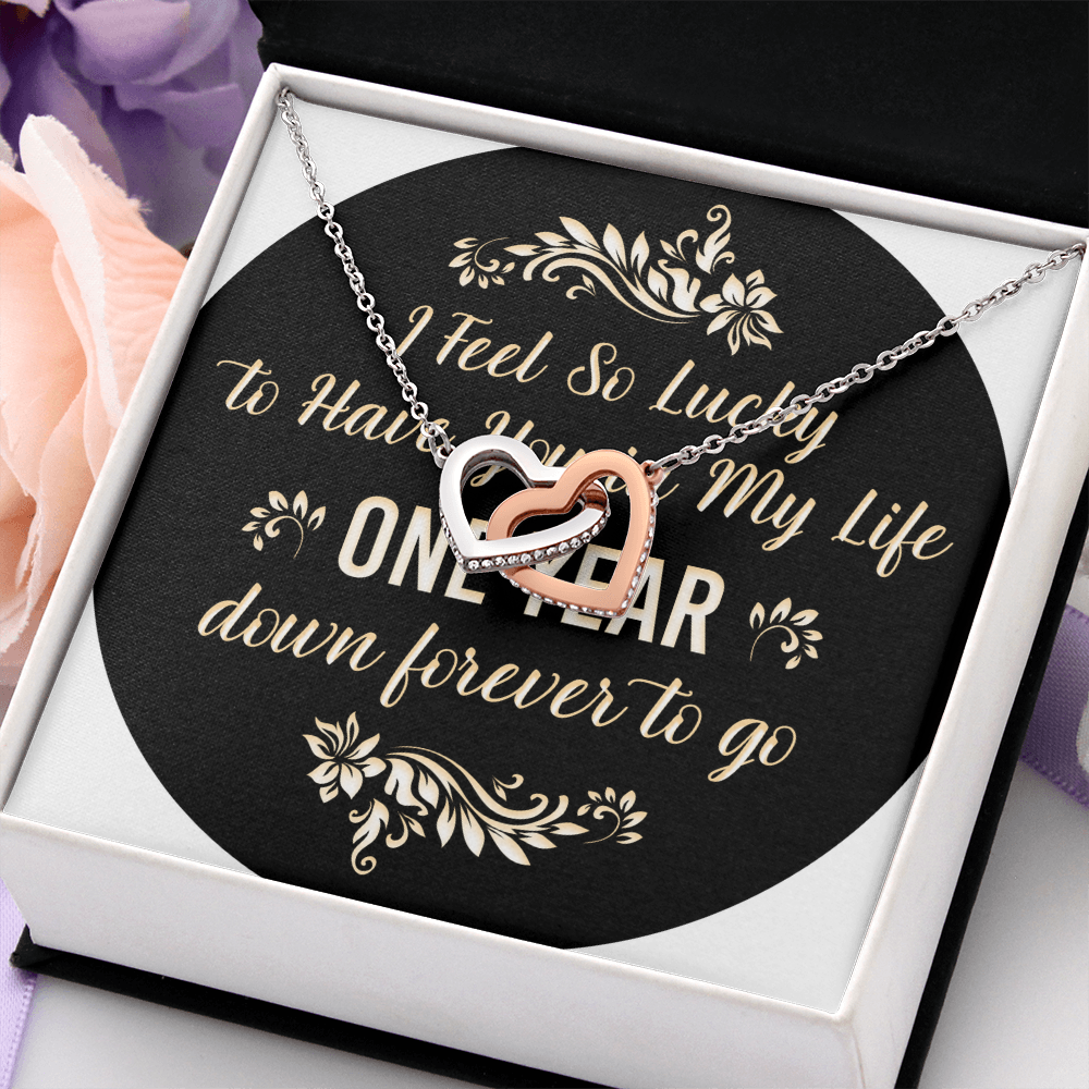 Interlocking Hearts Necklace: I Feel So Lucky To  Have You