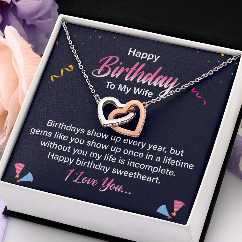 Interlocking Hearts Necklace :Happy Birthday To My Wife I Love You