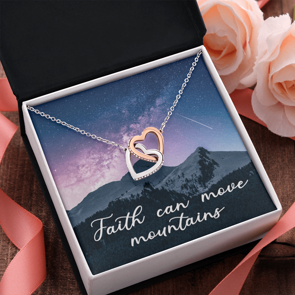 Interlocking Hearts Necklace : Faith Can Move Mountains