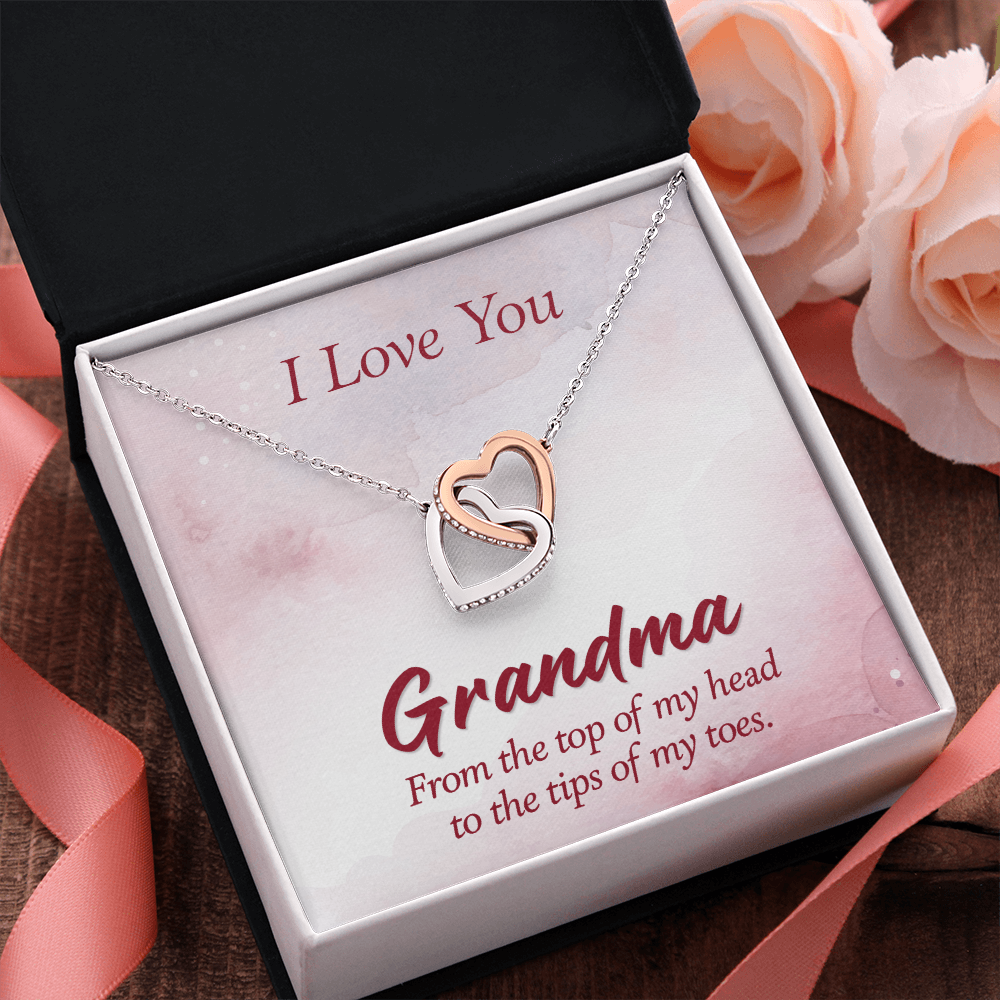 Interlocking Hearts Necklace :I Love You Grandma