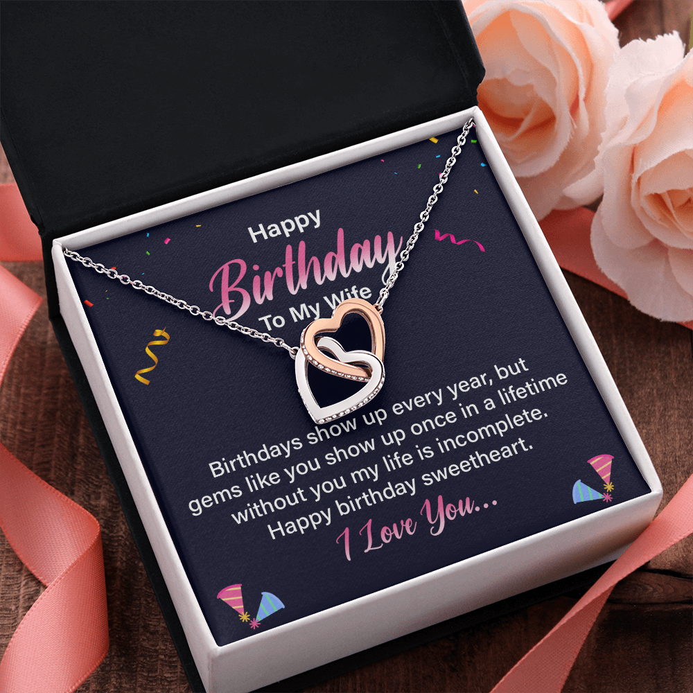 Interlocking Hearts Necklace :Happy Birthday To My Wife I Love You