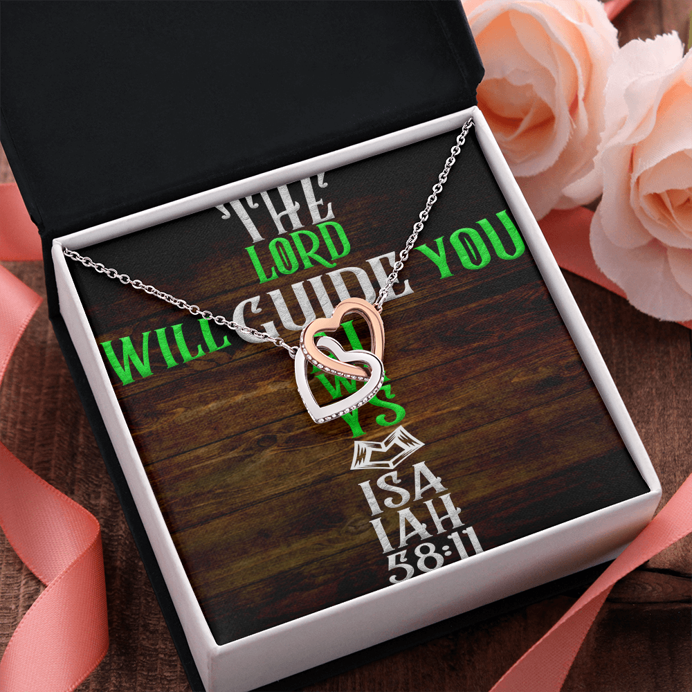 Interlocking Hearts Necklace: The Lord Will Guide You