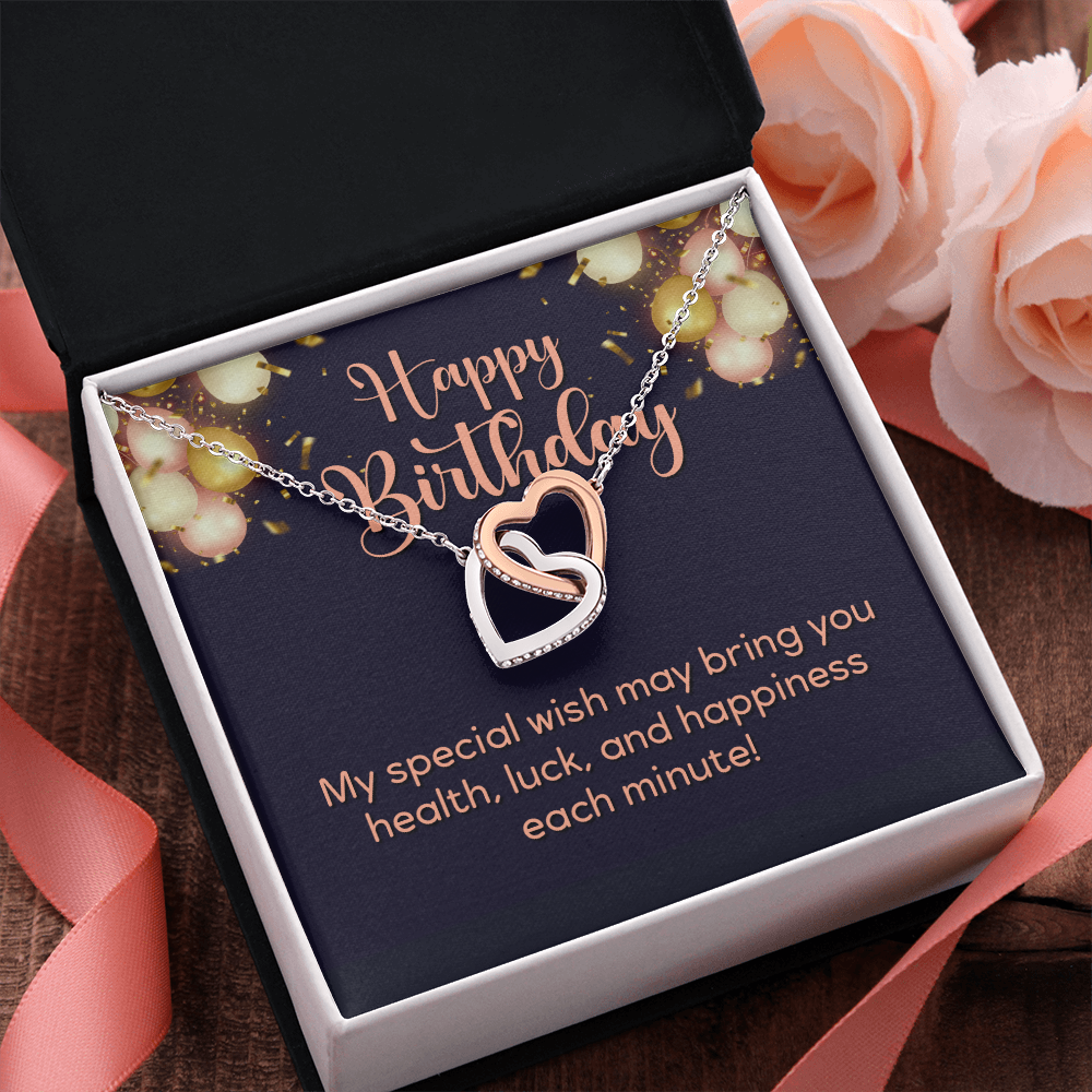 Interlocking Hearts Necklace : Happy Birthday My Special Wish