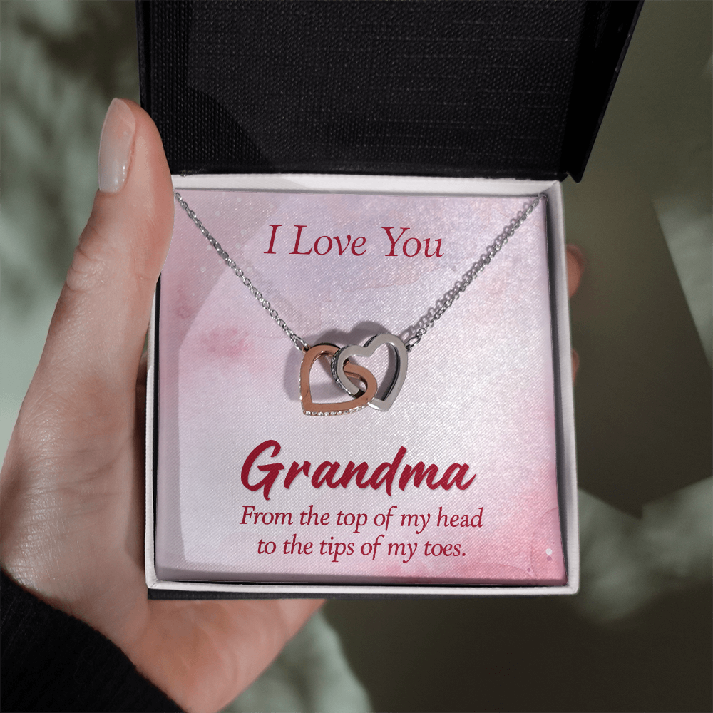 Interlocking Hearts Necklace :I Love You Grandma