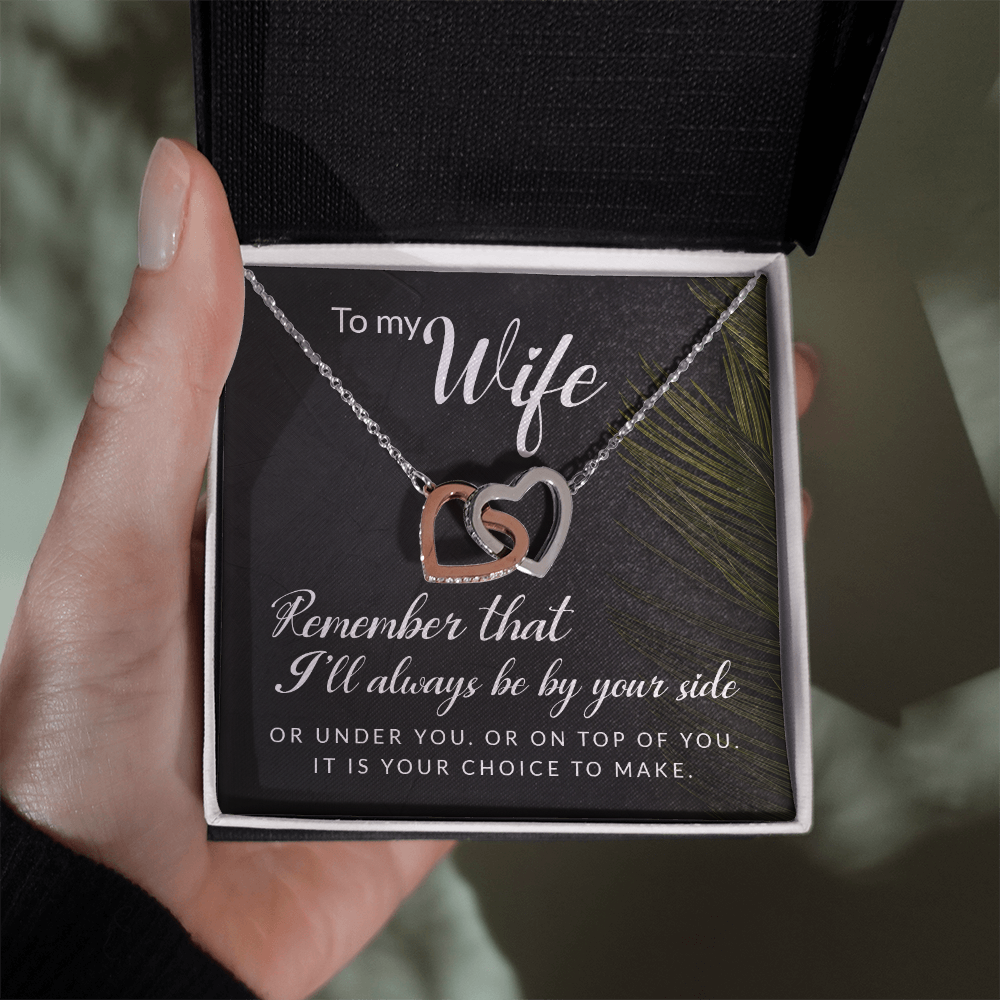 Interlocking Hearts Necklace : To My Wife I'll Always Be By Your Side