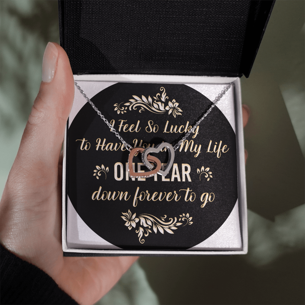 Interlocking Hearts Necklace: I Feel So Lucky To  Have You