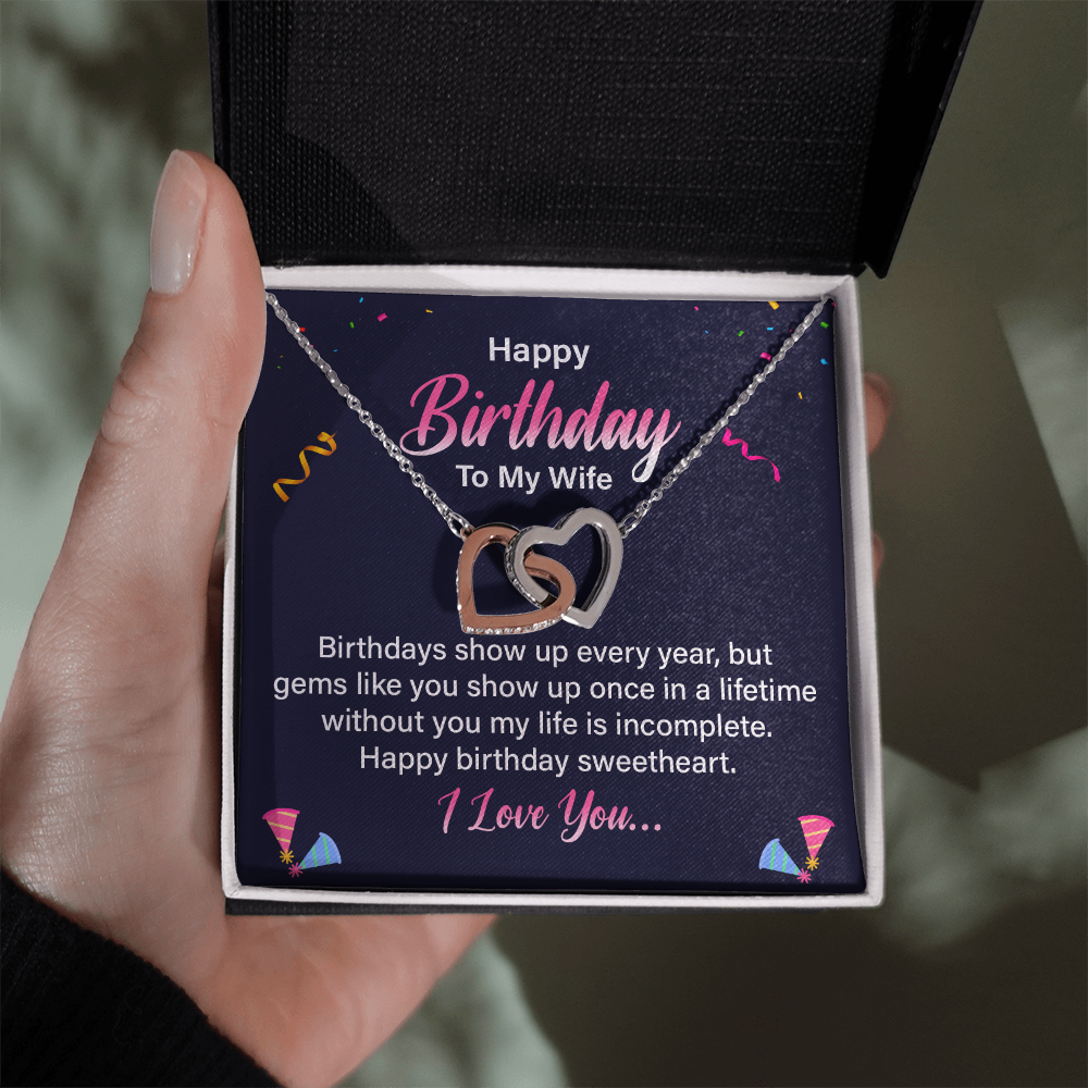 Interlocking Hearts Necklace :Happy Birthday To My Wife I Love You
