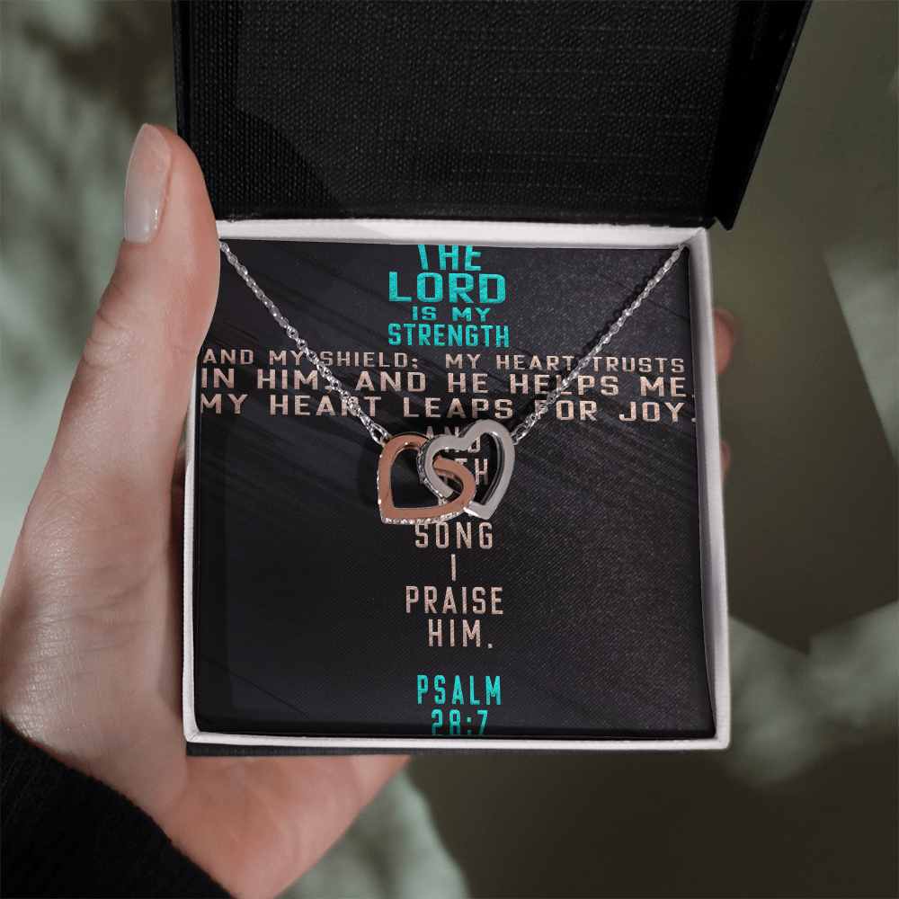 Interlocking Hearts Necklace : The Lord Is My Strength