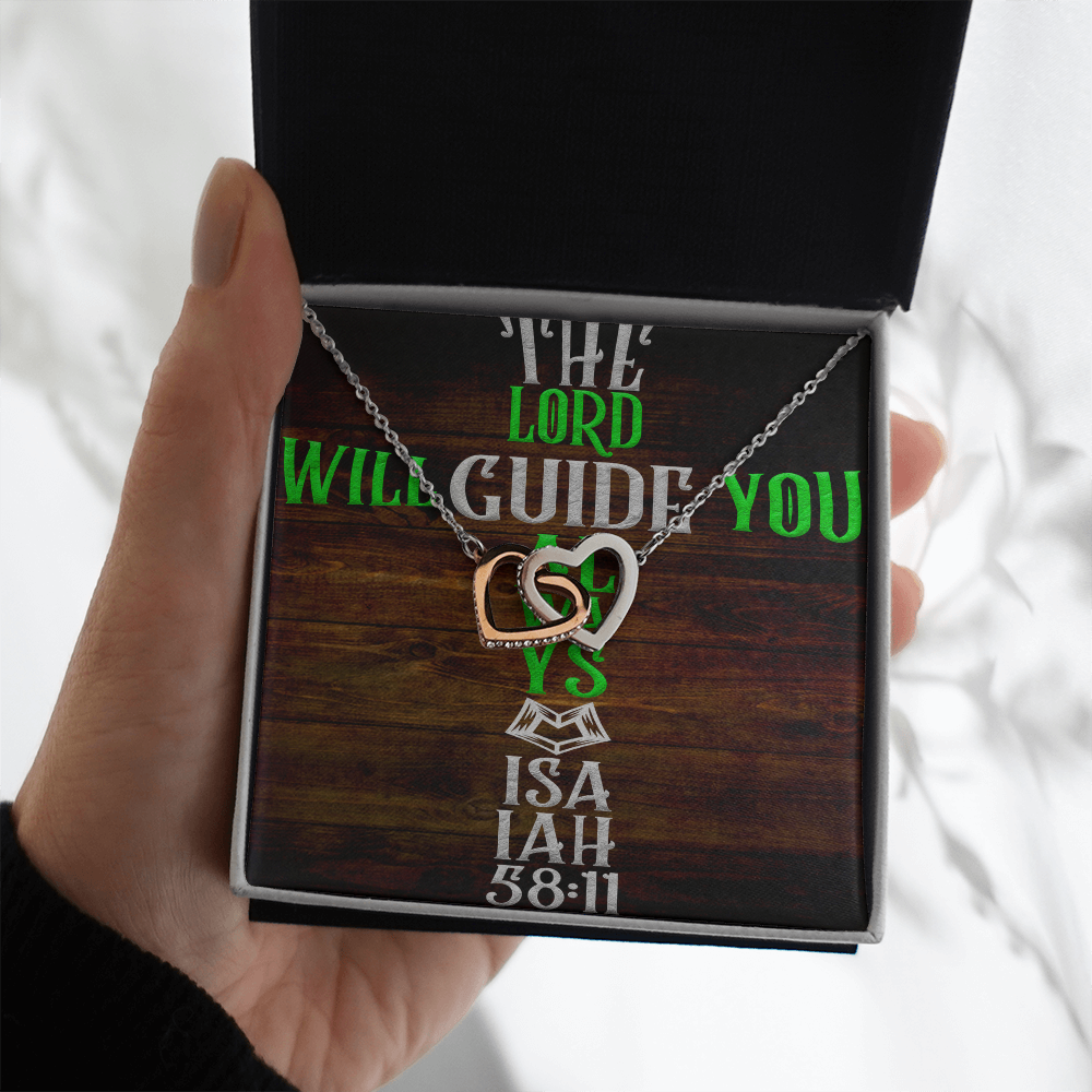 Interlocking Hearts Necklace: The Lord Will Guide You