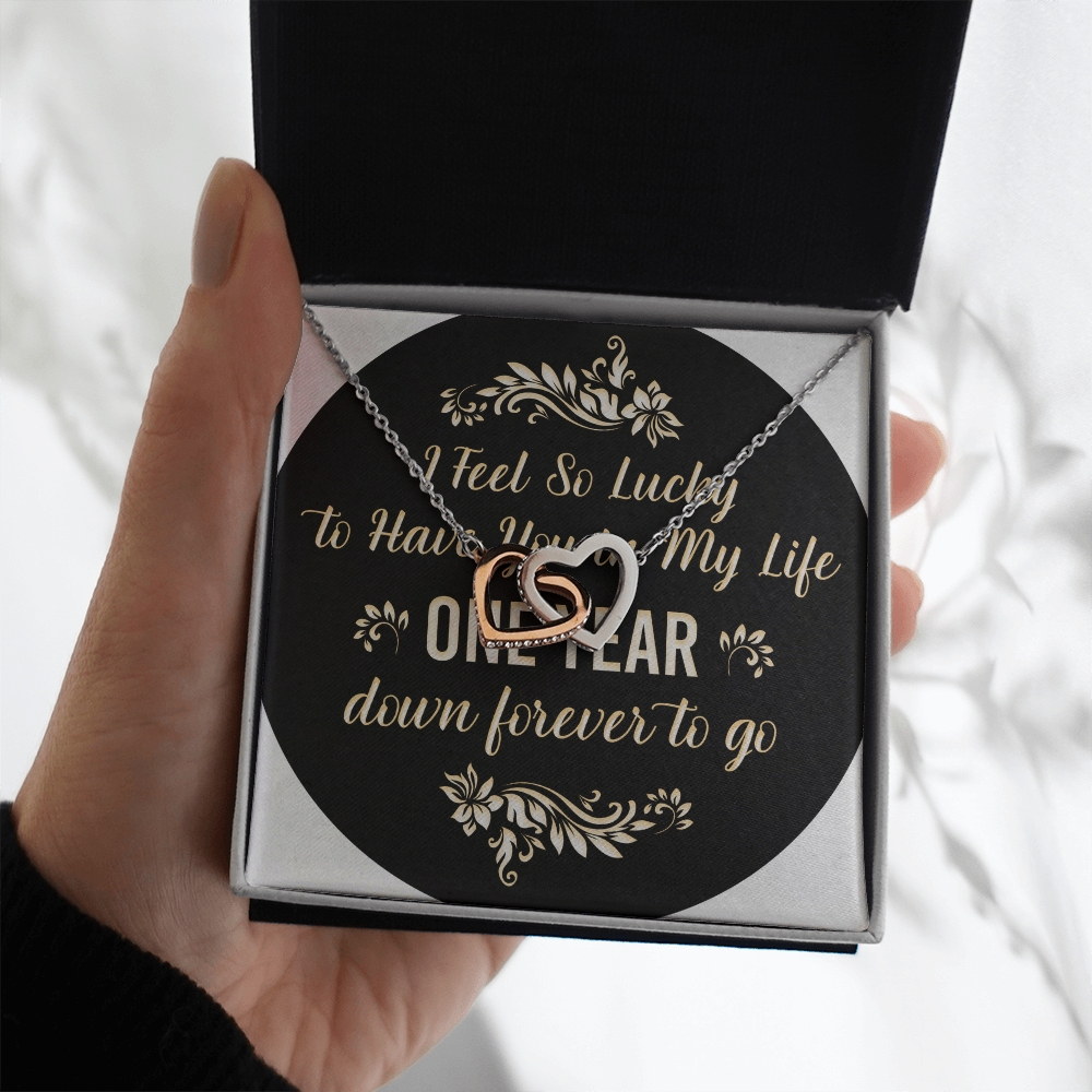 Interlocking Hearts Necklace: I Feel So Lucky To  Have You