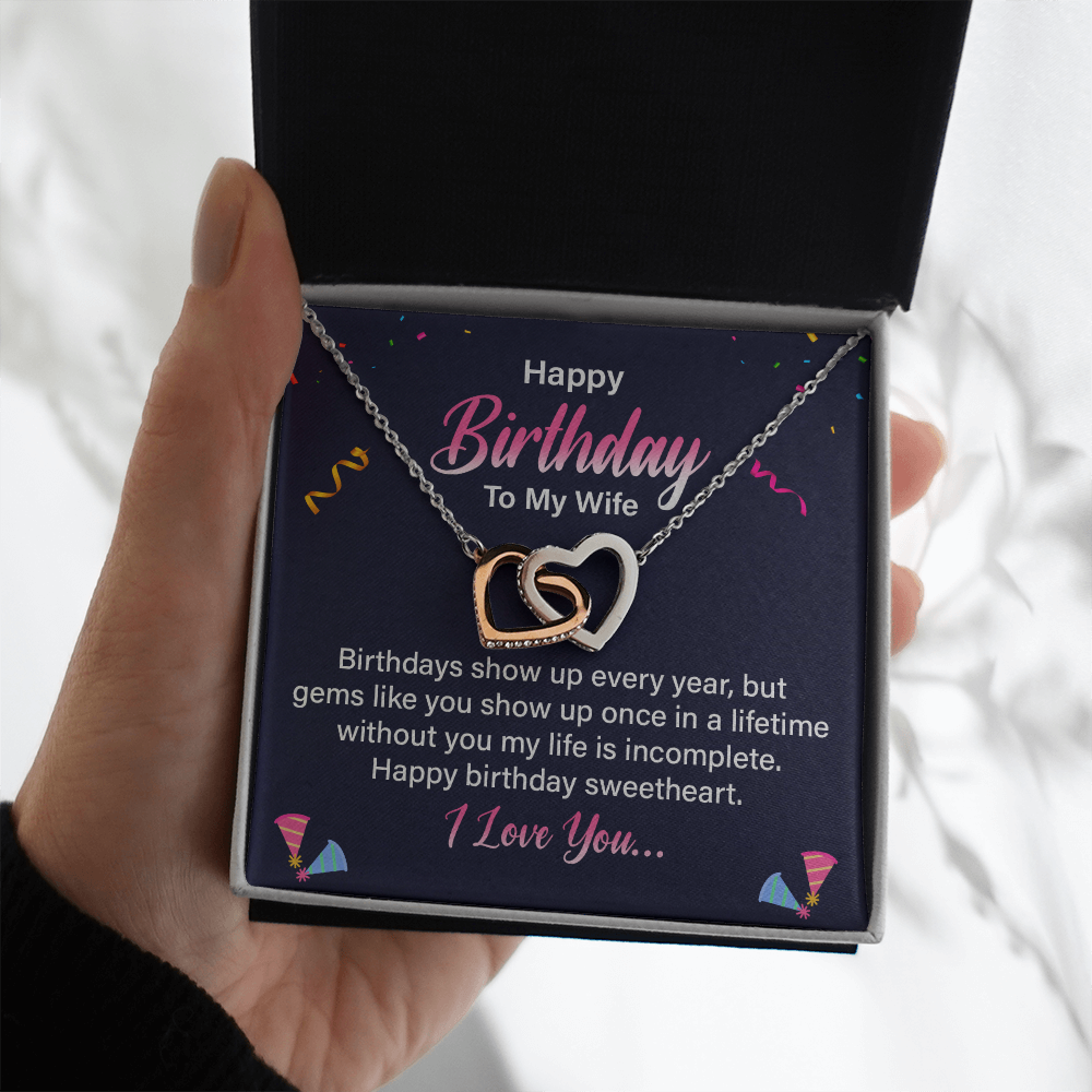 Interlocking Hearts Necklace :Happy Birthday To My Wife I Love You