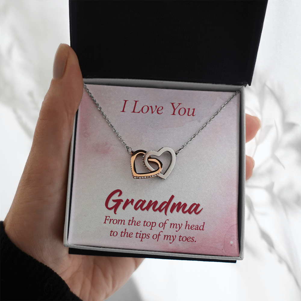 Interlocking Hearts Necklace :I Love You Grandma