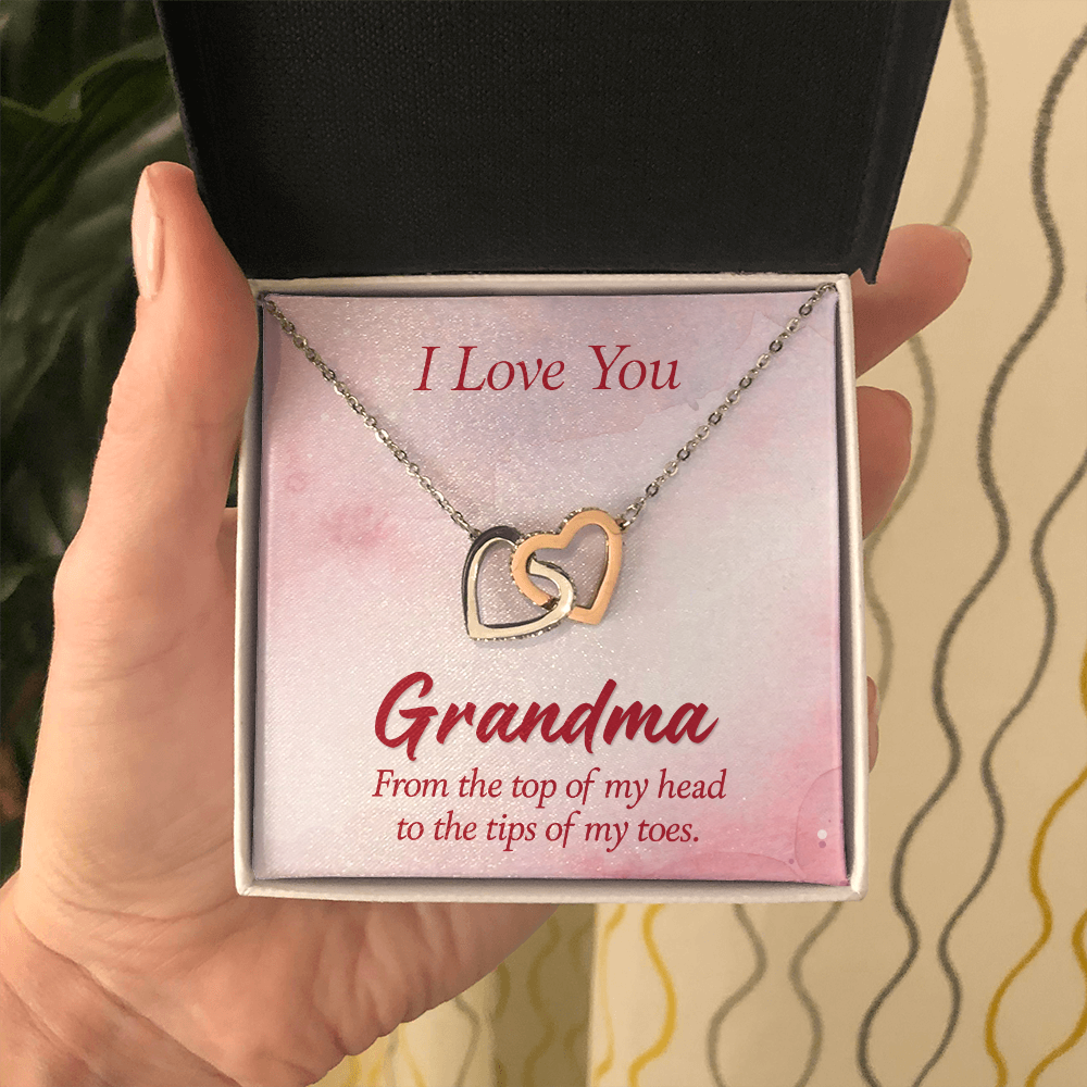 Interlocking Hearts Necklace :I Love You Grandma