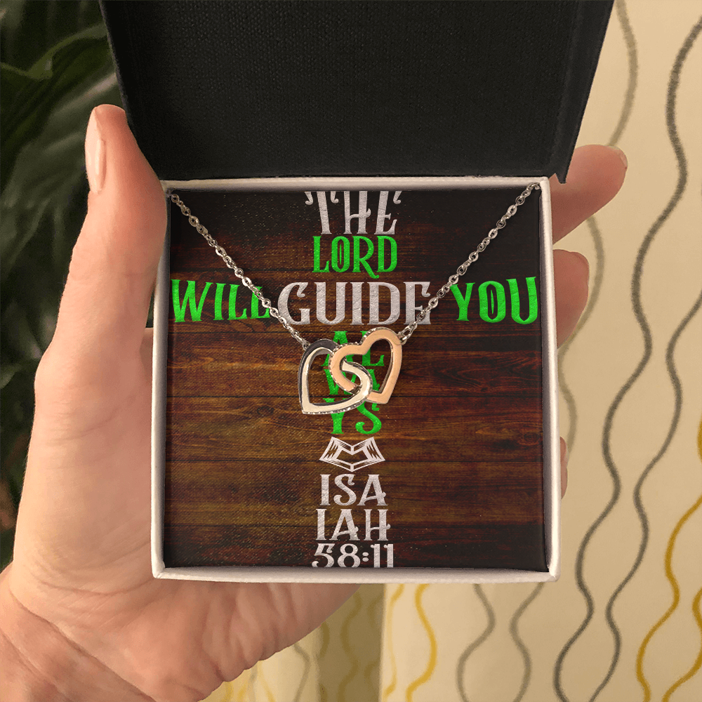 Interlocking Hearts Necklace: The Lord Will Guide You