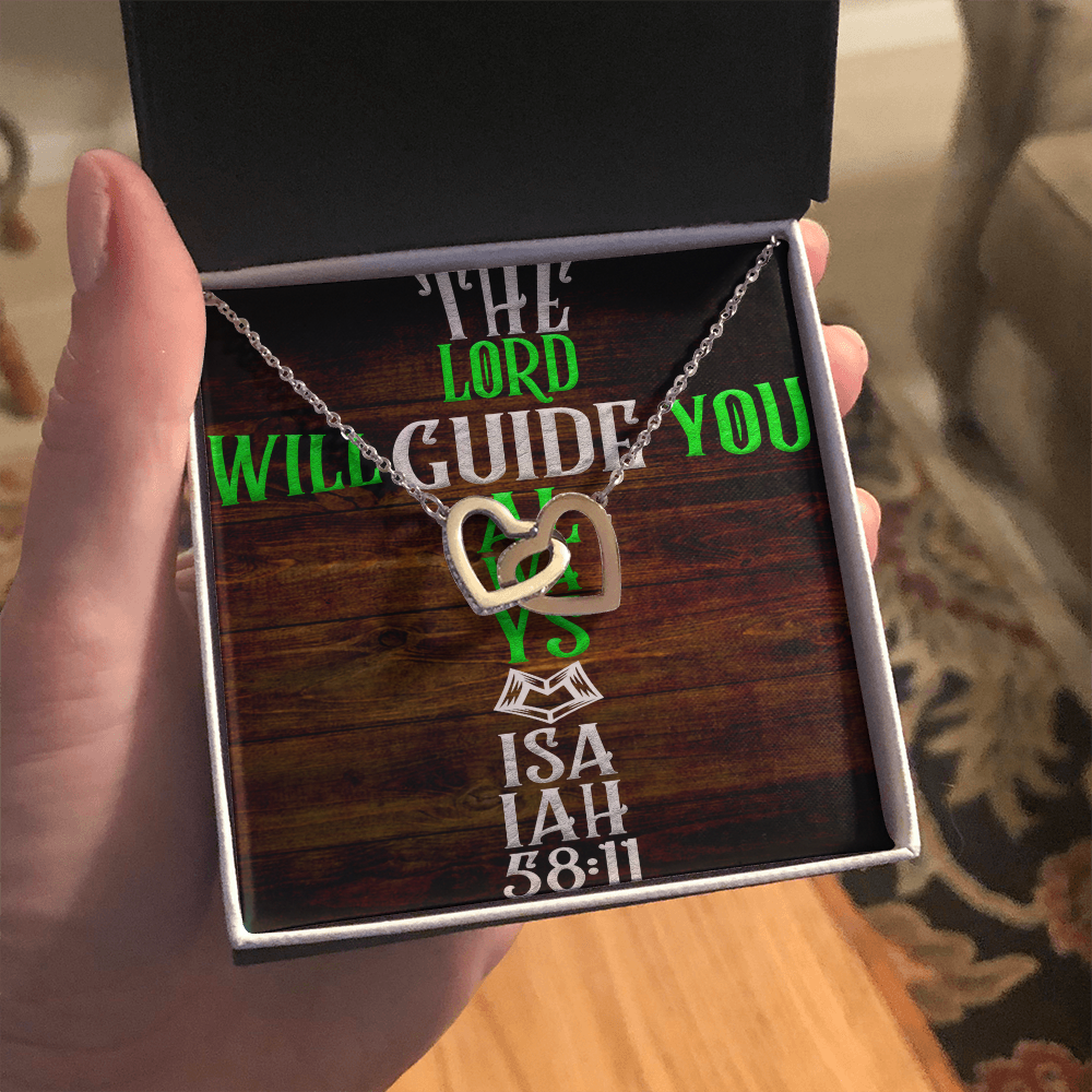 Interlocking Hearts Necklace: The Lord Will Guide You