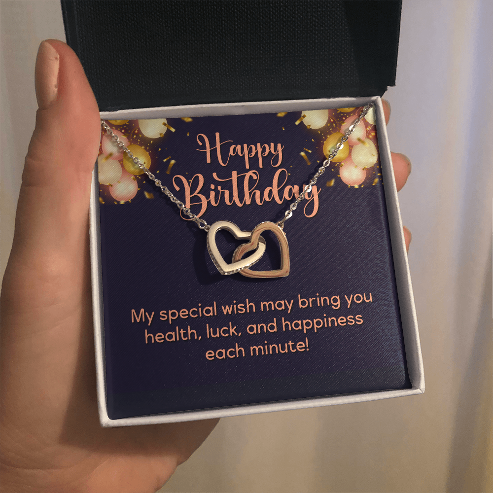 Interlocking Hearts Necklace : Happy Birthday My Special Wish