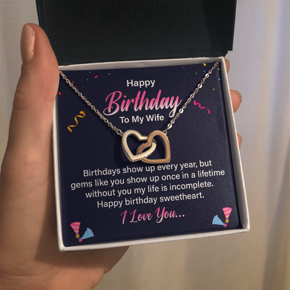 Interlocking Hearts Necklace :Happy Birthday To My Wife I Love You