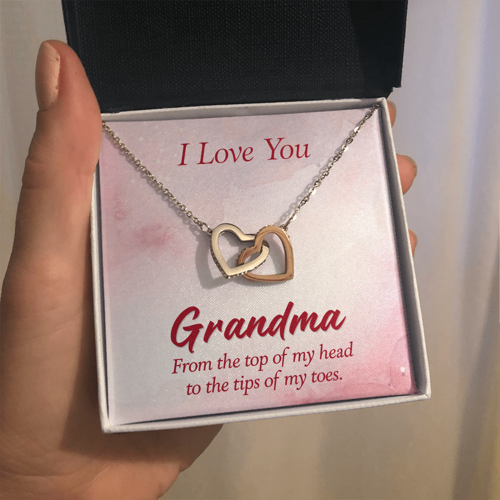 Interlocking Hearts Necklace :I Love You Grandma