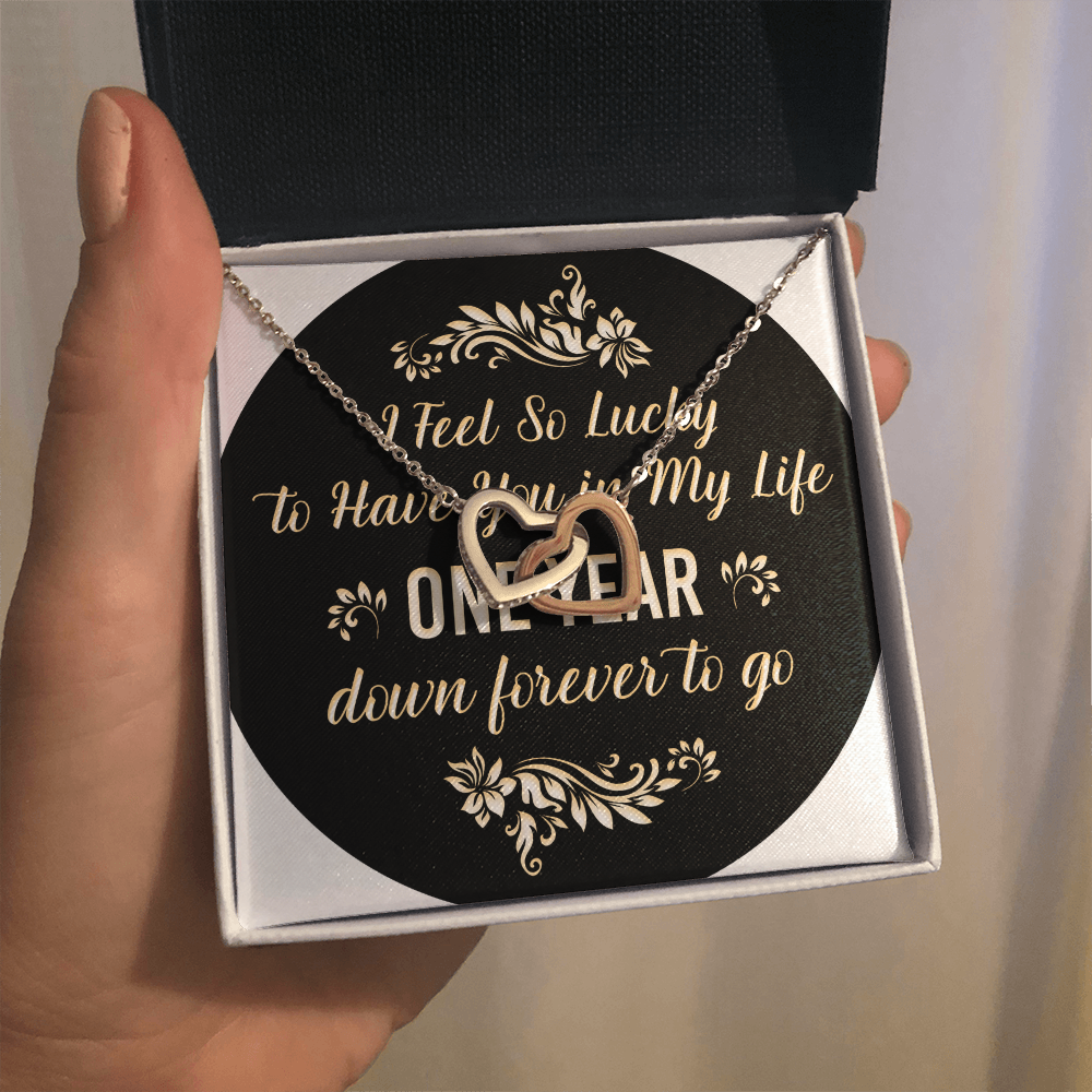 Interlocking Hearts Necklace: I Feel So Lucky To  Have You