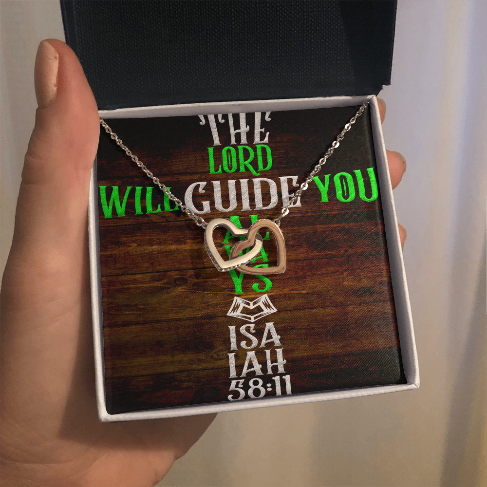 Interlocking Hearts Necklace: The Lord Will Guide You