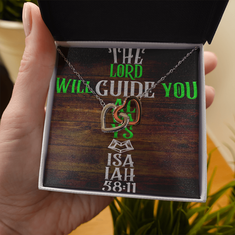 Interlocking Hearts Necklace: The Lord Will Guide You