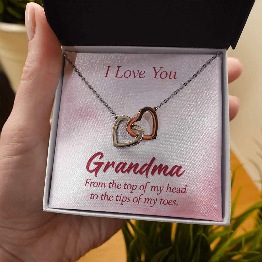 Interlocking Hearts Necklace :I Love You Grandma