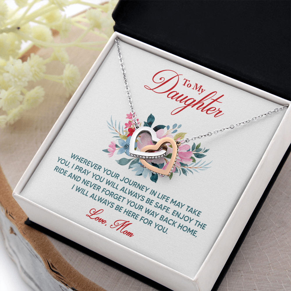 Interlocking Hearts Necklace: Love Mom